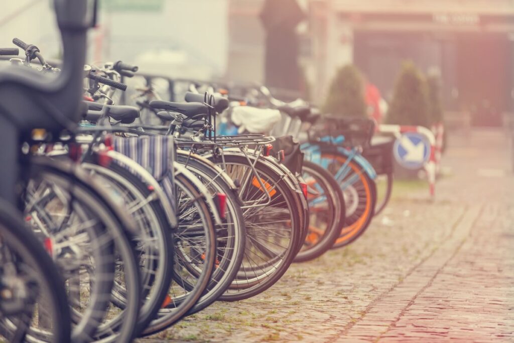 Bikes in a parking area.