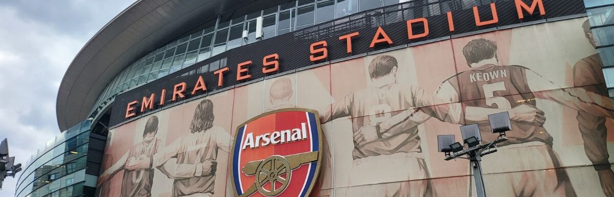 Outside signage of the Emirates Stadium in London, United Kingdom.