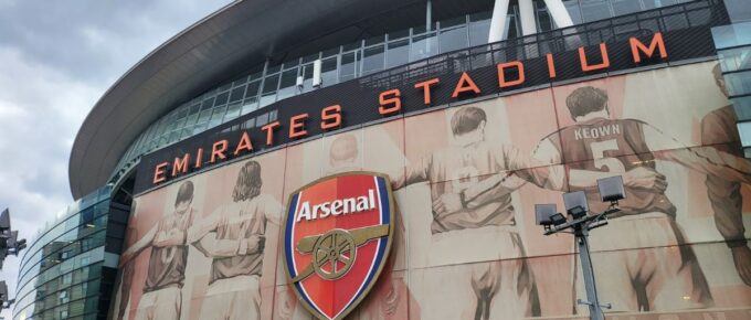 Outside signage of the Emirates Stadium in London, United Kingdom.