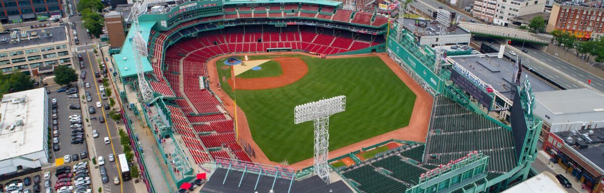 Aerial image of Fenway Park sports stadium home to the Boston Red Socks.