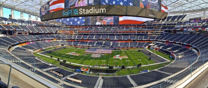 Panorama view of the SoFi Stadium.