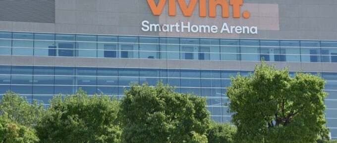 Outside the Vivint Smart Home Arena in Salt Lake City, Utah, USA.