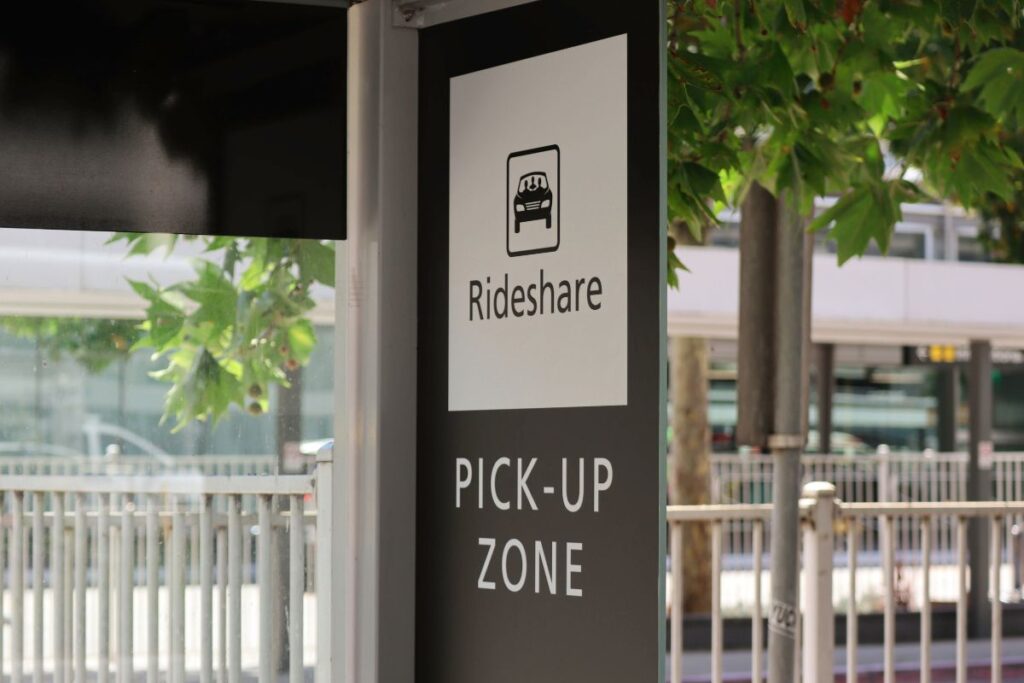 Rideshare pickup zone area.